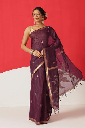 Maroon Woven Cotton Blend Saree (SZ-JMD34-MR-3044)