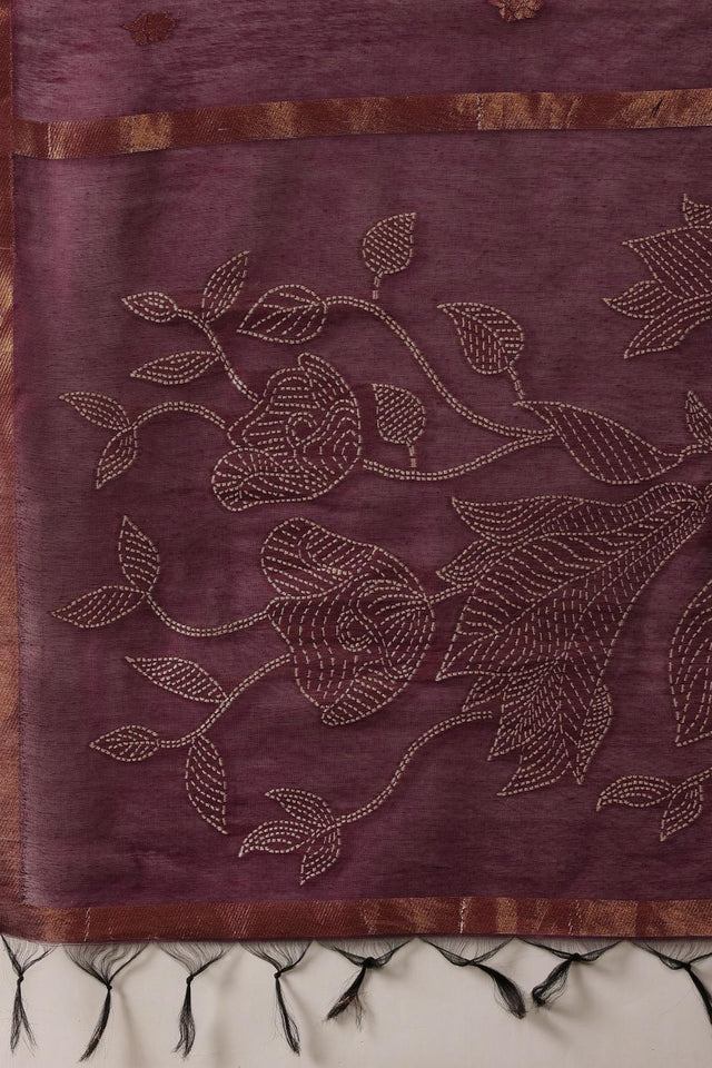 Maroon Woven Cotton Blend Saree (SZ-JMD34-MR-3044)