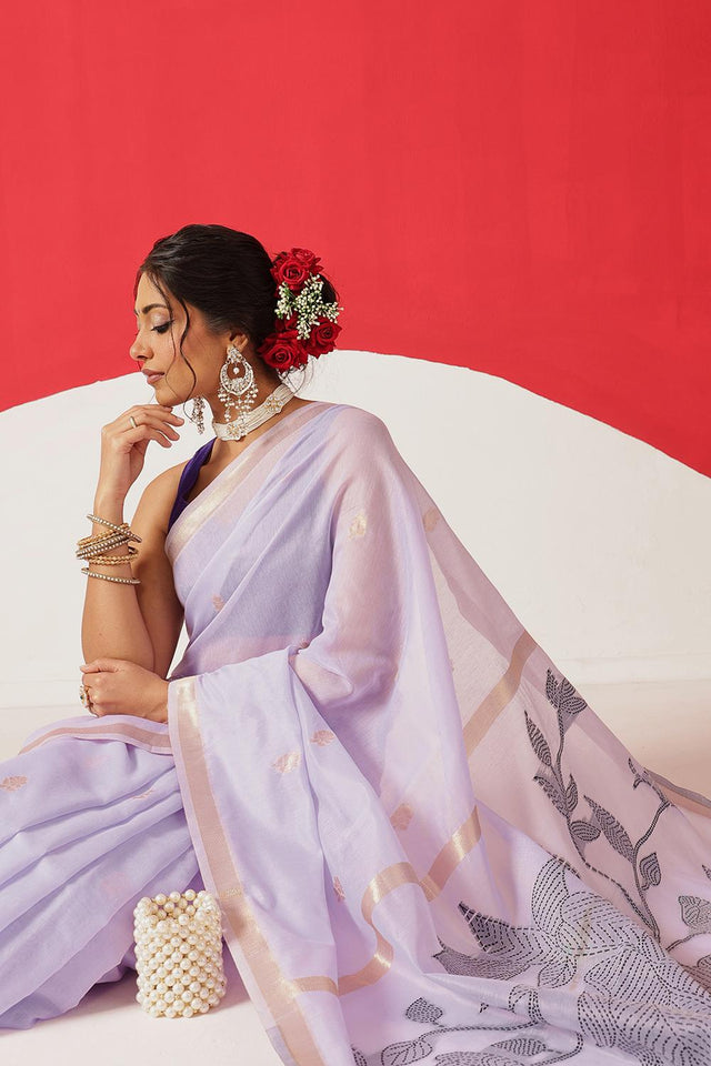 Lavender Woven Cotton Blend Saree (SZ-JMD35-LV-3047)