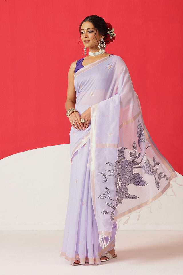 Lavender Woven Cotton Blend Saree (SZ-JMD35-LV-3047)