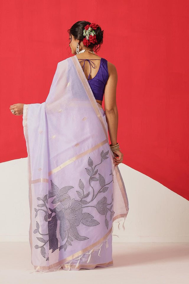 Lavender Woven Cotton Blend Saree (SZ-JMD35-LV-3047)