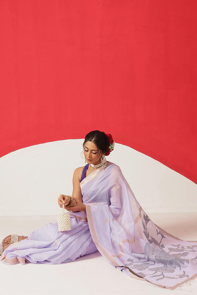 Lavender Woven Cotton Blend Saree (SZ-JMD35-LV-3047)