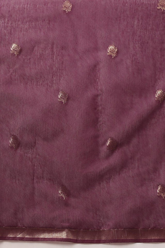 Violet Floral Woven Cotton Blend Saree (SZ-JMD37-MG-3155)
