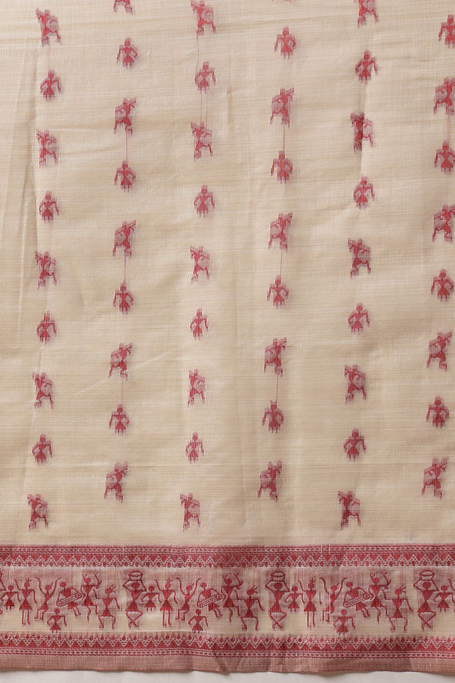 Pink Floral Woven Cotton Blend Saree (SZ-JMD38-PN-3157)