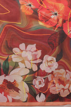 Brown Polyester Printed Saree