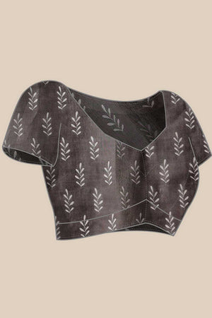 Black Floral Printed Cotton Blend Saree