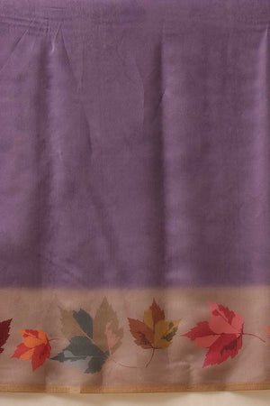 Beige Floral Printed Cotton Blend Saree