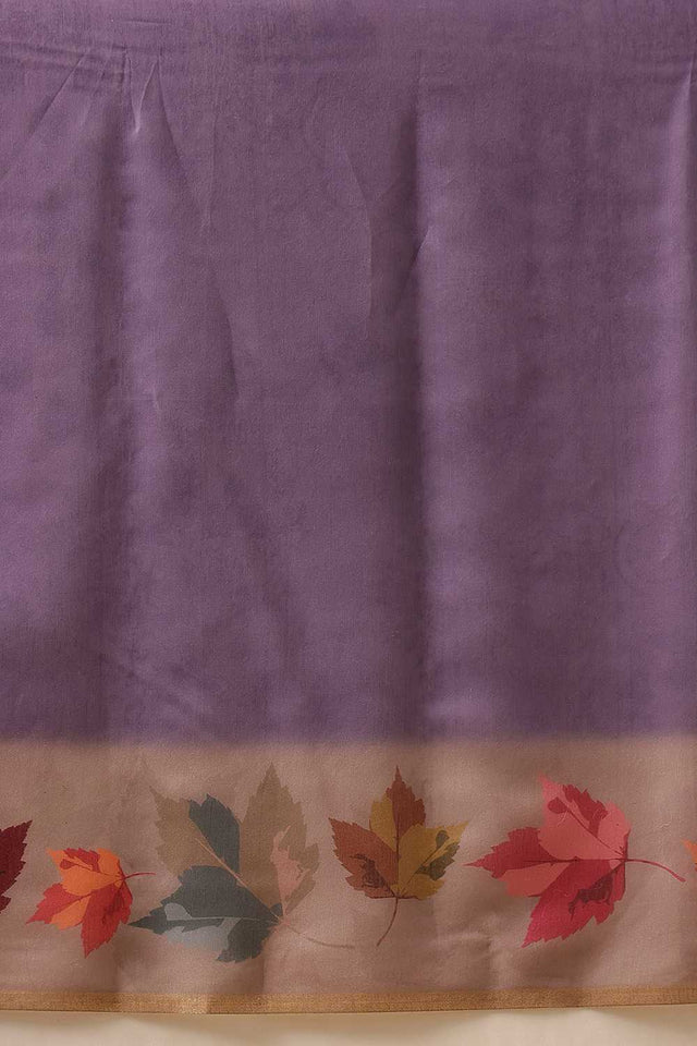 Beige Floral Printed Cotton Blend Saree