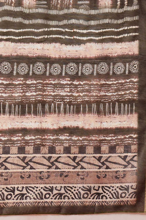 Multi Color Abstract Printed Cotton Blend Saree
