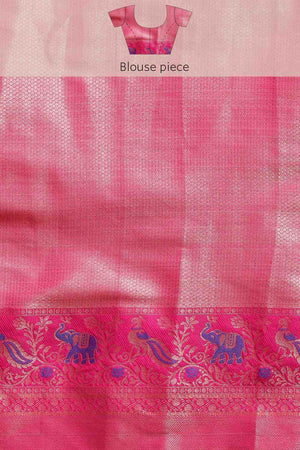 White Woven Art Silk Saree
