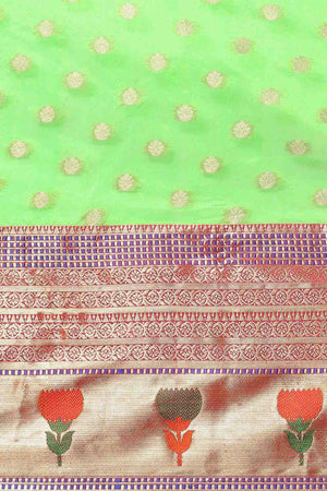 Dark Green Floral Printed Art Silk Saree