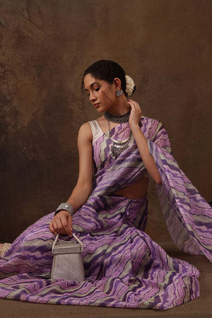 Lavender Colored Soft Silk Abstract Printed Saree (SZ-LEELA-LV-2209)
