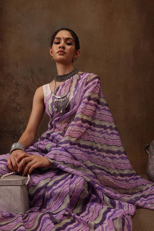 Lavender Colored Soft Silk Abstract Printed Saree (SZ-LEELA-LV-2209)