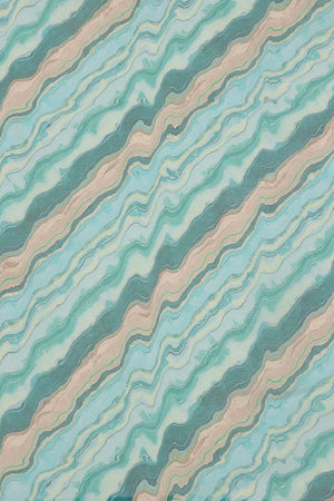 Teal Colored Soft Silk Abstract Printed Saree