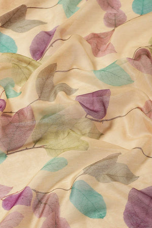 Mustard Floral Printed Cotton Blend Saree