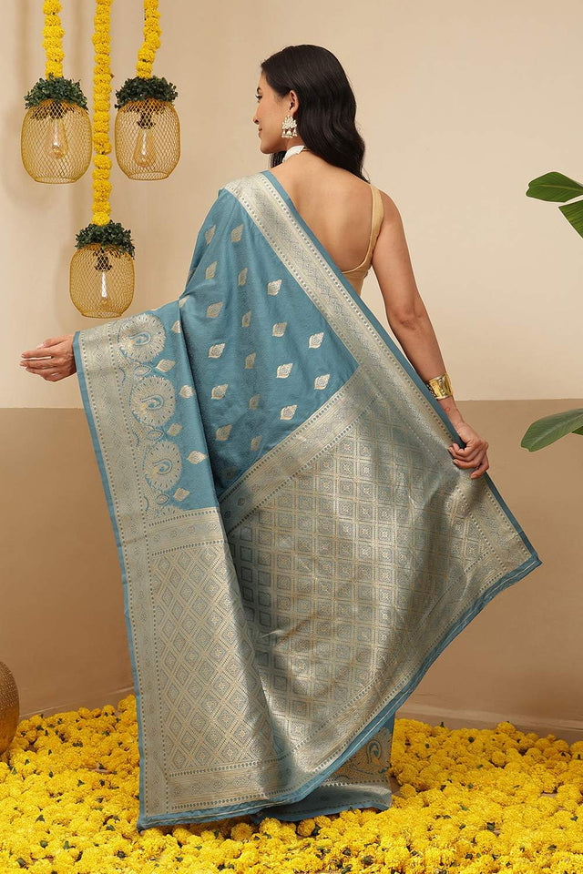 Blue Woven Soft Silk Saree (SZ-NOOR-1-BU-3078)