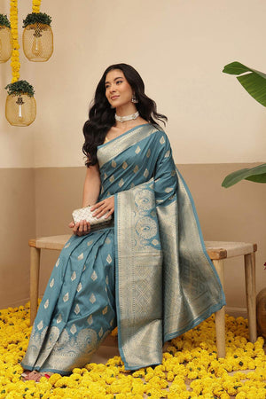 Blue Woven Soft Silk Saree (SZ-NOOR-1-BU-3078)