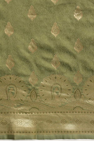 Olive Green Woven Soft Silk Saree (SZ-NOOR-1-OL-3079)