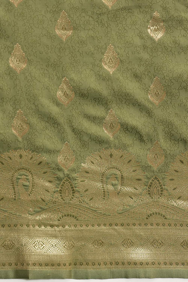 Olive Green Woven Soft Silk Saree (SZ-NOOR-1-OL-3079)