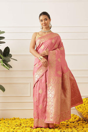 Pink Floral Woven Soft Silk Saree (SZ-NOOR-2-PN-3084)