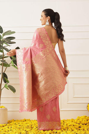 Pink Floral Woven Soft Silk Saree (SZ-NOOR-2-PN-3084)