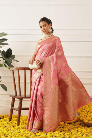 Pink Floral Woven Soft Silk Saree (SZ-NOOR-2-PN-3084)