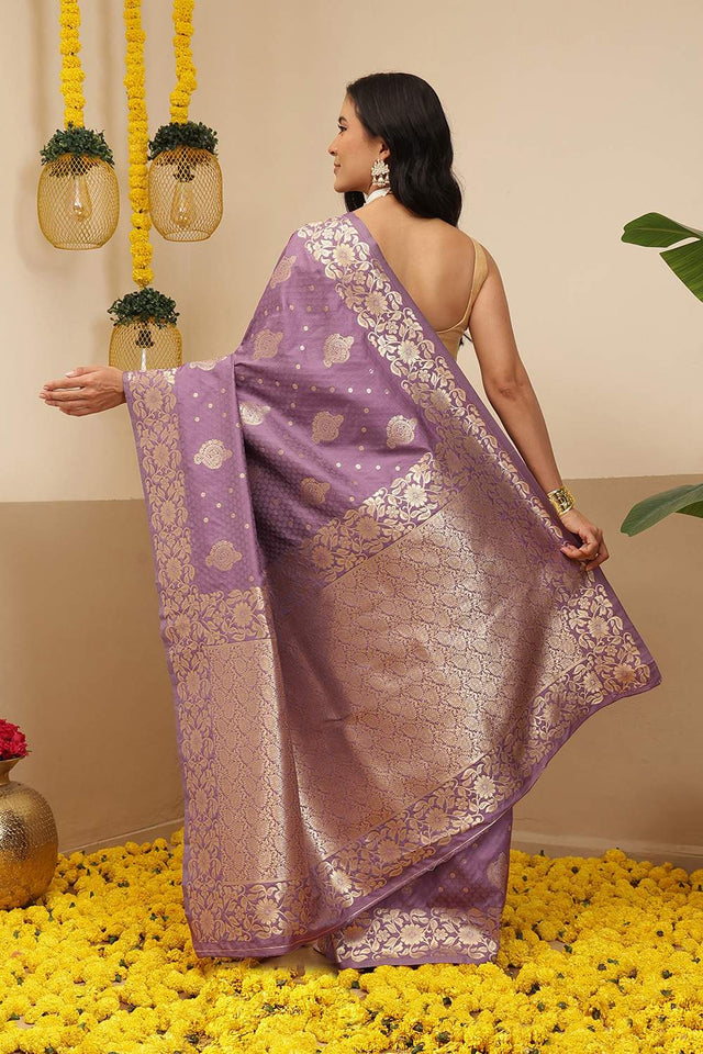 Violet Floral Woven Soft Silk Saree (SZ-NOOR-2-PP-3081)