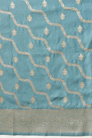 Blue Floral Woven Soft Silk Saree (SZ-NOOR-3-BU-3086)