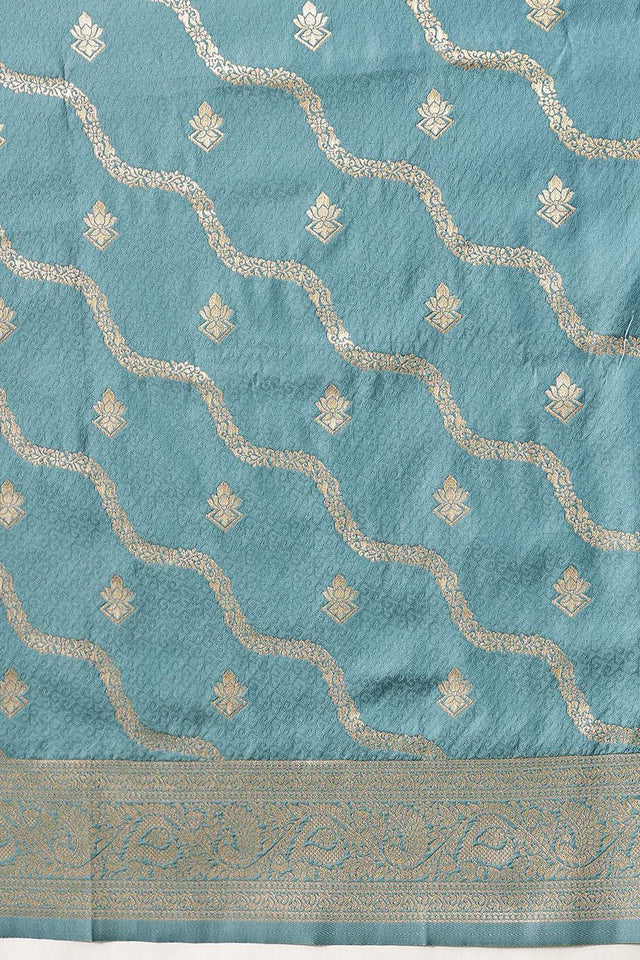 Blue Floral Woven Soft Silk Saree (SZ-NOOR-3-BU-3086)