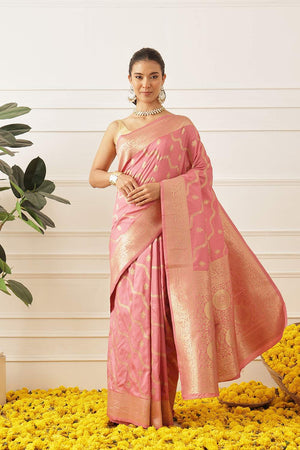 Pink Floral Woven Soft Silk Saree (SZ-NOOR-3-PN-3088)