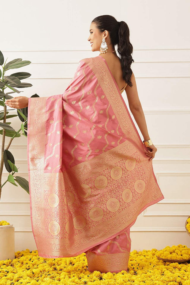 Pink Floral Woven Soft Silk Saree (SZ-NOOR-3-PN-3088)