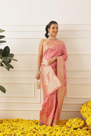 Pink Floral Woven Soft Silk Saree (SZ-NOOR-3-PN-3088)