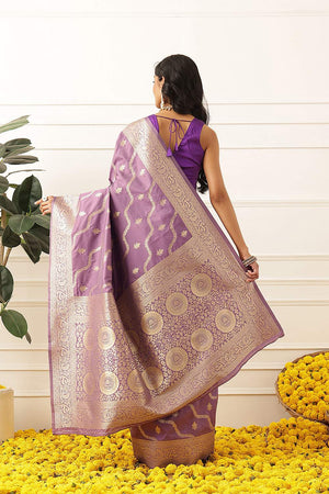 Violet Floral Woven Soft Silk Saree (SZ-NOOR-3-PP-3085)