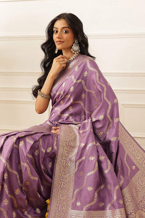 Violet Floral Woven Soft Silk Saree (SZ-NOOR-3-PP-3085)