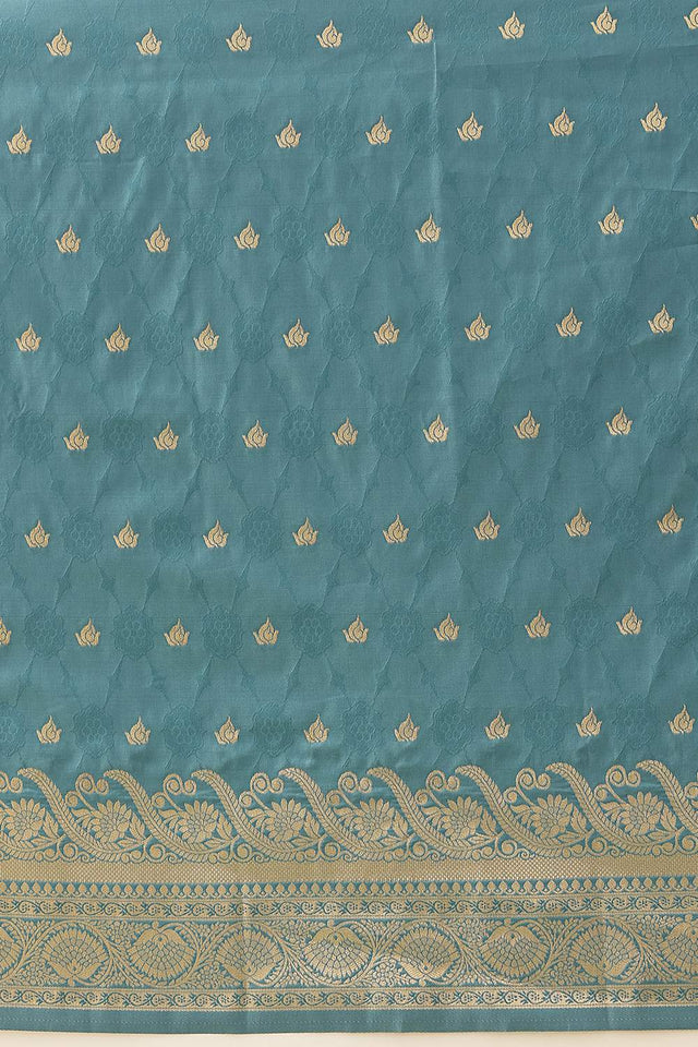 Blue Floral Woven Soft Silk Saree (SZ-NOOR-4-BU-3090)