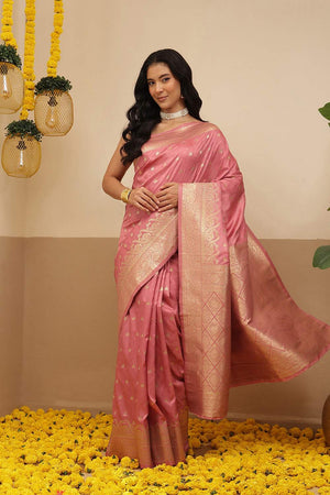 Pink Floral Woven Soft Silk Saree (SZ-NOOR-4-PN-3092)