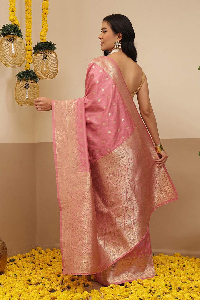 Pink Floral Woven Soft Silk Saree (SZ-NOOR-4-PN-3092)