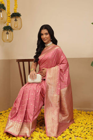 Pink Floral Woven Soft Silk Saree (SZ-NOOR-4-PN-3092)