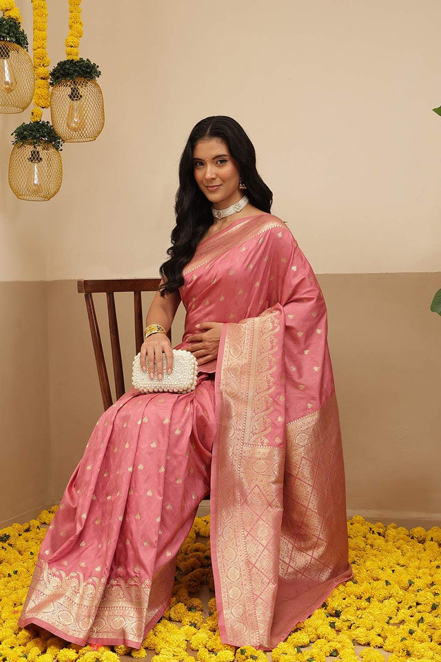 Pink Floral Woven Soft Silk Saree (SZ-NOOR-4-PN-3092)