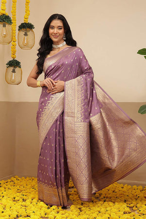 Violet Floral Woven Soft Silk Saree (SZ-NOOR-4-PP-3089)