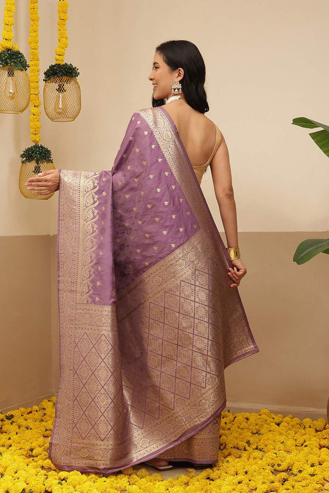 Violet Floral Woven Soft Silk Saree (SZ-NOOR-4-PP-3089)