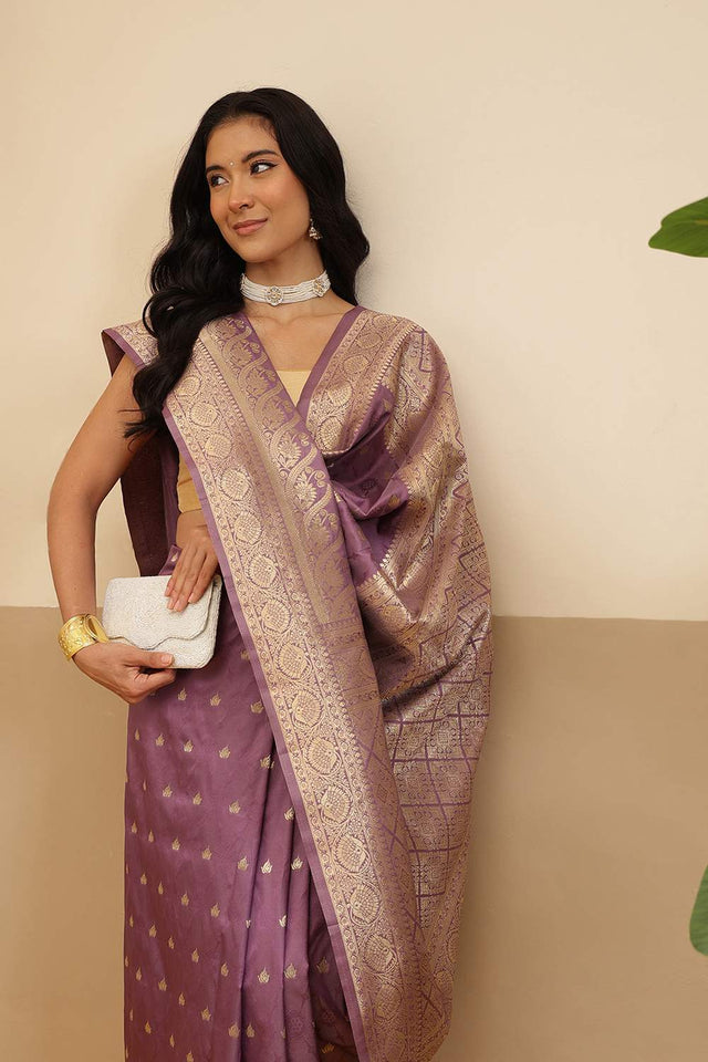 Violet Floral Woven Soft Silk Saree (SZ-NOOR-4-PP-3089)
