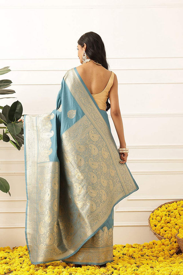 Blue Woven Soft Silk Saree (SZ-NOOR-5-BU-3094)