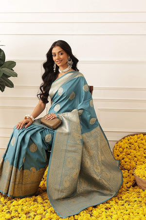 Blue Woven Soft Silk Saree (SZ-NOOR-5-BU-3094)