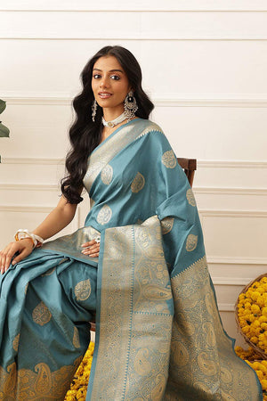 Blue Woven Soft Silk Saree (SZ-NOOR-5-BU-3094)