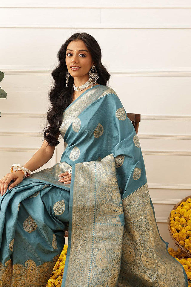 Blue Woven Soft Silk Saree (SZ-NOOR-5-BU-3094)