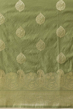 Olive Green Woven Soft Silk Saree (SZ-NOOR-5-OL-3095)