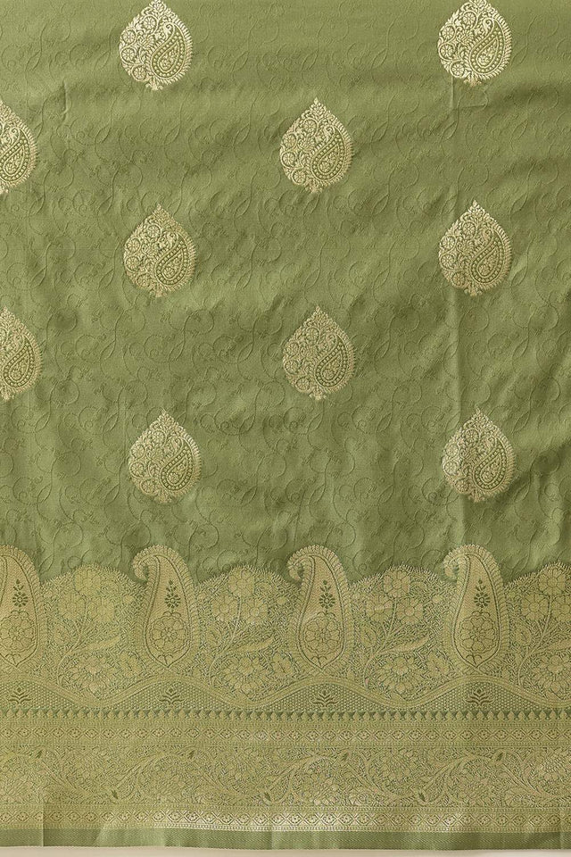 Olive Green Woven Soft Silk Saree (SZ-NOOR-5-OL-3095)