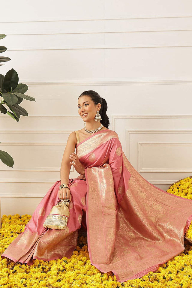 Pink Woven Soft Silk Saree (SZ-NOOR-5-PN-3096)
