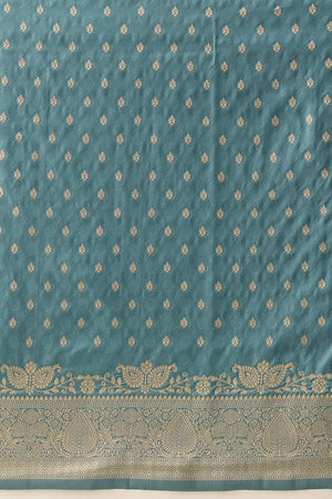 Blue Floral Woven Soft Silk Saree (SZ-NOOR-6-BU-3098)